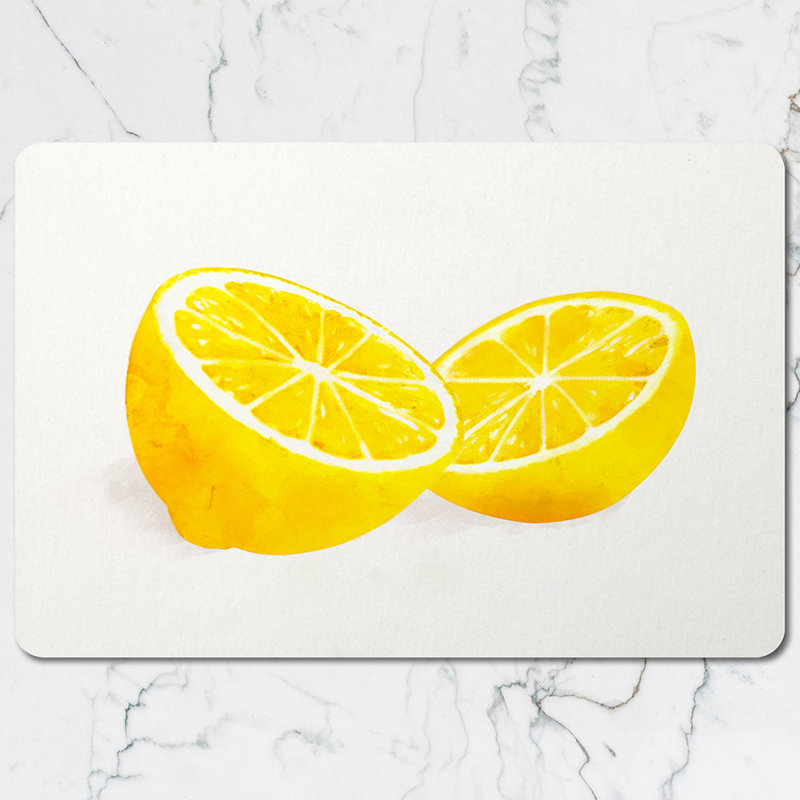 Lemon Themed Placemat And Coaster Set With Bright Citrus Design