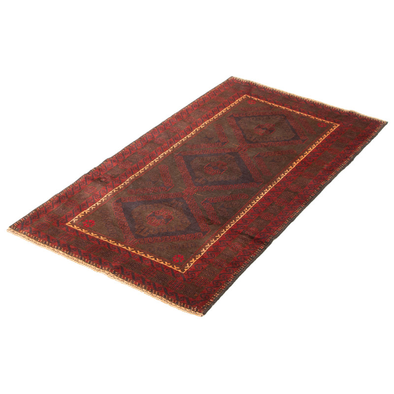 Tapis gris foncé en laine noué à la main de conception unique 3 pi 4 po x 6 pi 1 po Teimani