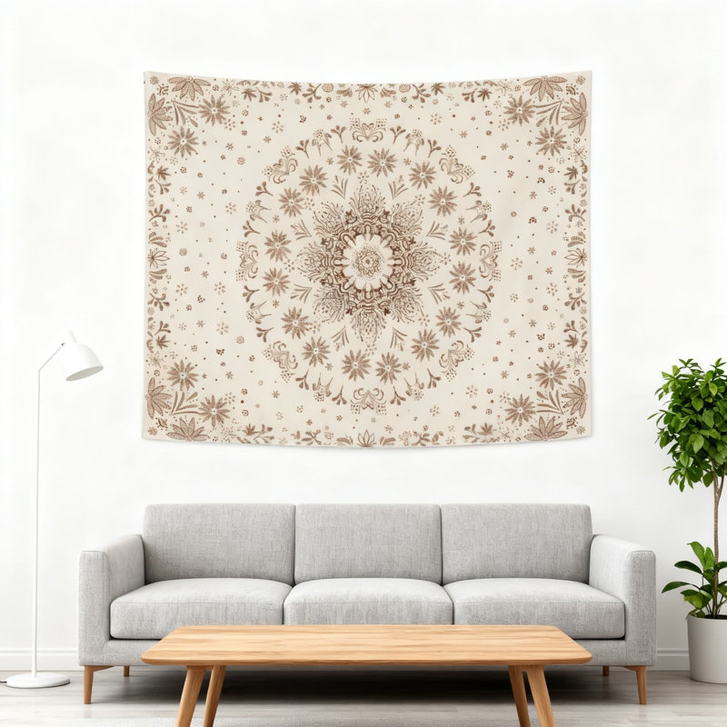 Tapisserie florale Mandala, H 44 po x l 60 po
