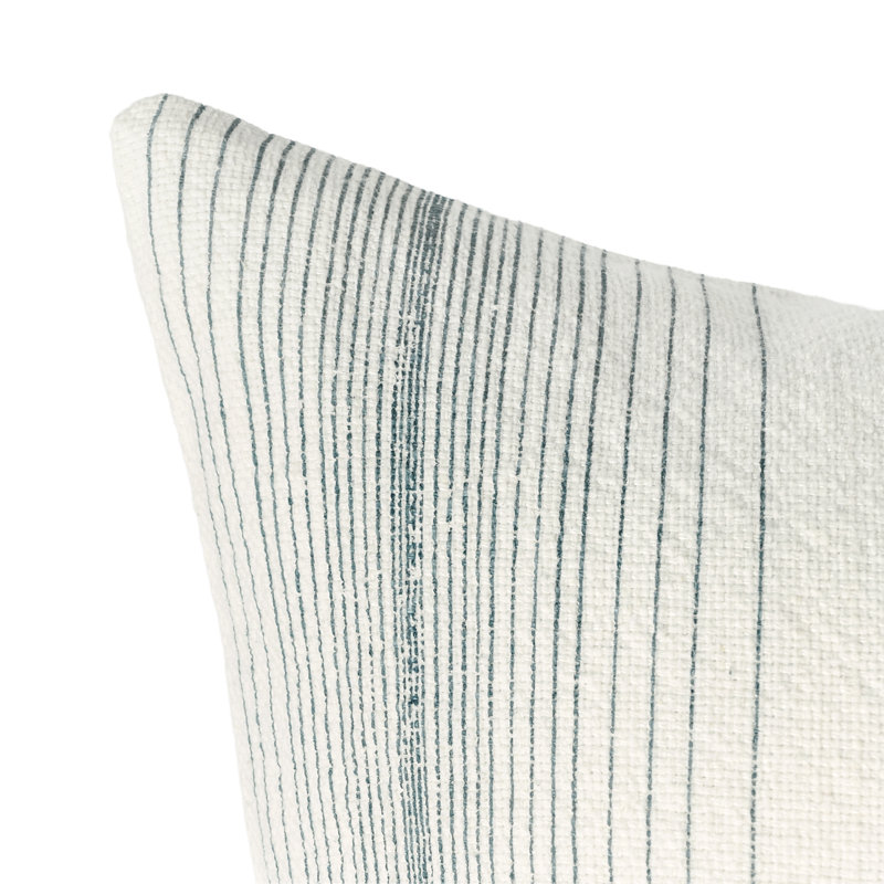 Theta 26" Linen Blend Throw Pillow, Blue, Capri Blue