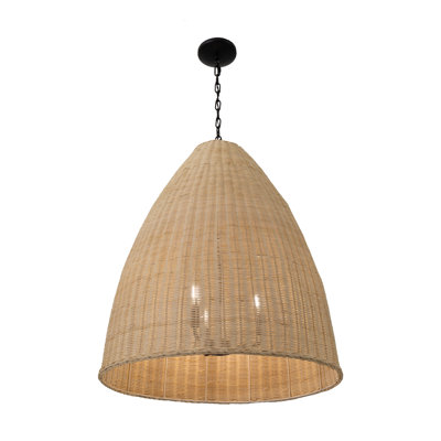 Grand luminaire suspendu en rotin 3 lumières