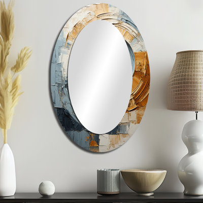 Blue Gold Timeless Turn Vortex - Modern Oval Wall Mirror