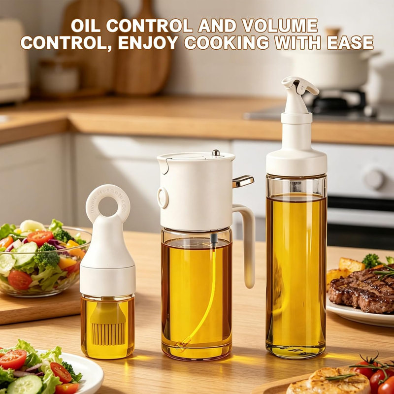 Distributeur d'huile 3 en 1 + gadgets de cuisine 2 pièces GRATUITS