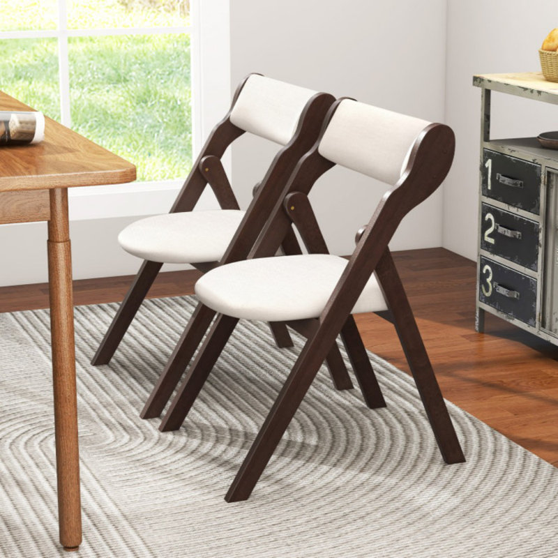 Set of 2 Folding Chairs with Comfy Padded Backrest and Seat