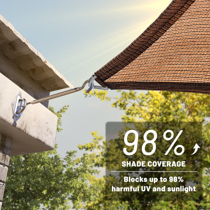 Colourtree Customize Pro Ring Triangle Sun Shade Sail 260 GSM, 45 pi x 46 pi x 64,35 pi, Brun