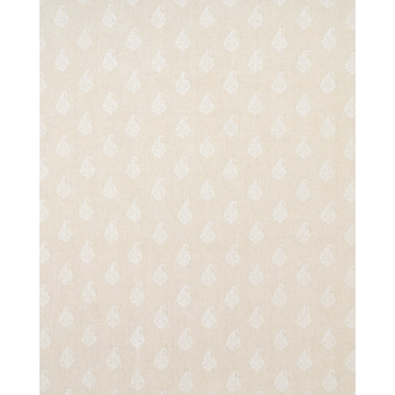 Kerala Paisley Fabric, White on Neutral