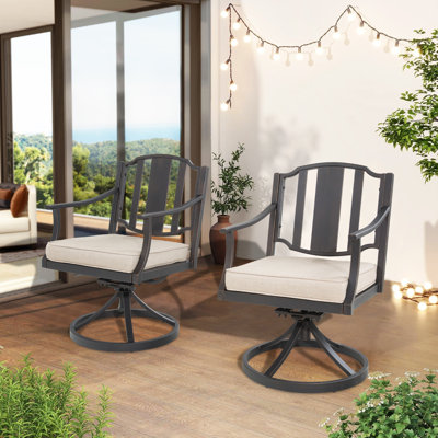 Patio Aluminum Swivel Dining Chairs With SunbrellaCushions by Peak Home Furnishings