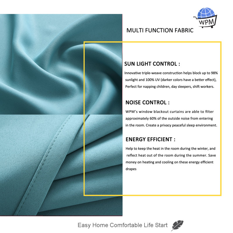Blackout Drapes Curtains / Drapes Pair, 42" W x 84" L, Teal