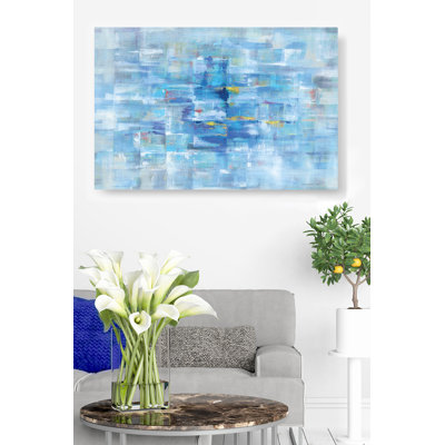Contemporary Square, Cubes, Blue, Abstract, Blue, Light Blue, Cyan
