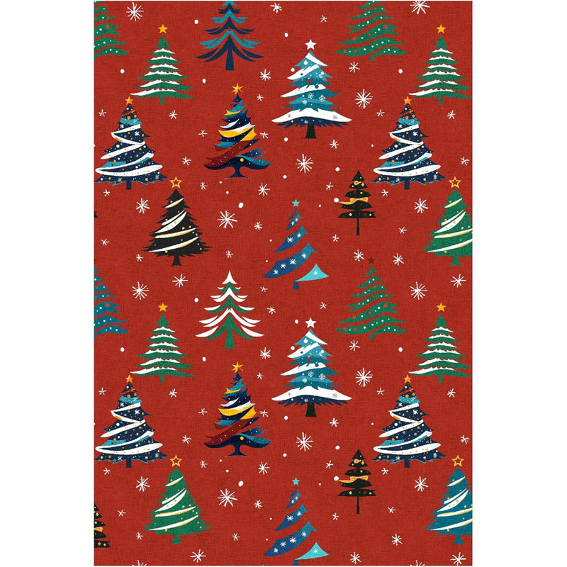 Runner Rug, Washable Rug for Home Decor, Indoor Non Slip Carpet, Soft Low Pile Christmas Rugs with Xmas Tree Motif for Kitchen, Entryway, Living Room, Bedroom
