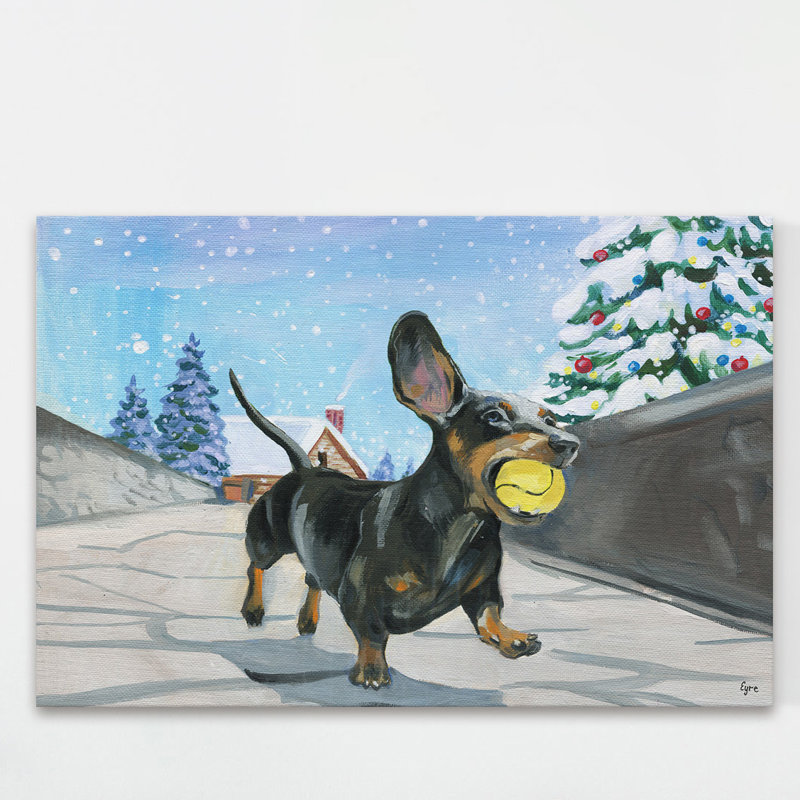 Sporty Daschund by Eyre Tarney - Wrapped Canvas Painting, 101cm H x 152cm W x 3.81cm D