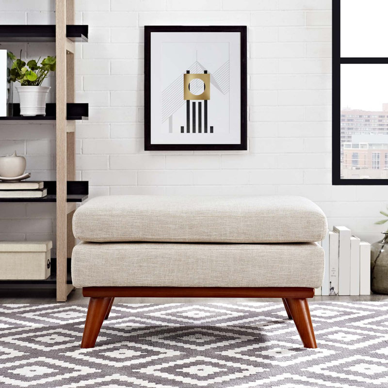 Modway Engage Upholstered Fabric Ottoman, Beige Polyester Blend