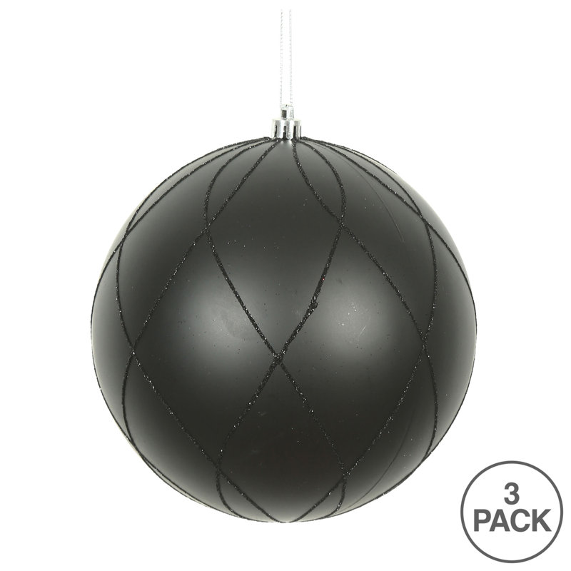 Ornement boule 6 po mat et scintillant, Noir