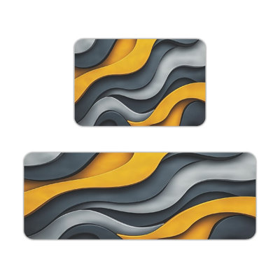 Paquet de 2 tapis de cuisine Modern Abstract Wave