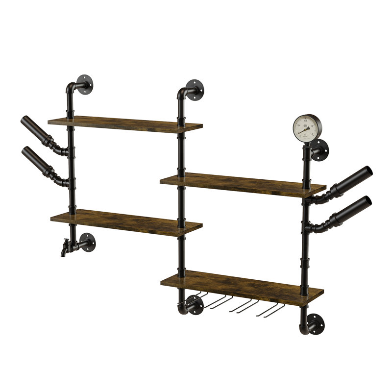 Adilynne 10 Bottle Wine Bottle & Glass Rack Brown