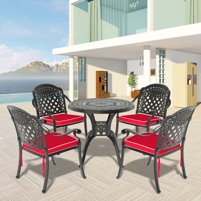 Ensemble de meubles de patio en aluminium coulé avec coussins 5 pièces Aesthetic