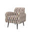 Chaise avec accoudoirs décorative à rayures brun clair, crème et rouge avec pieds en bois massif brun foncé-1108715295