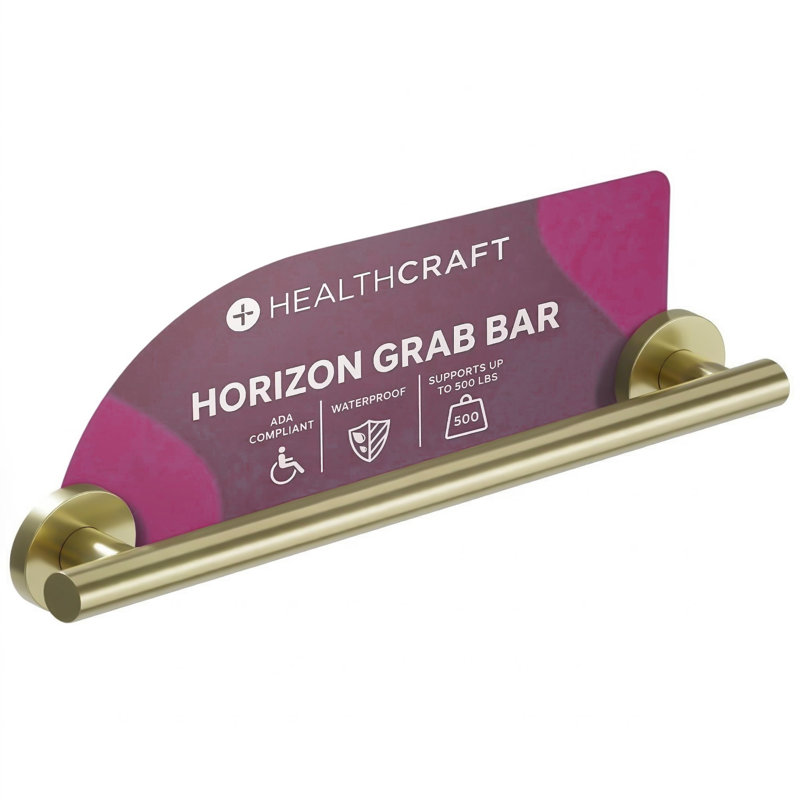 HORIZON  18 in. x 1.25 in. Grab Bar, ADA Compliant for Bath and Shower Safety (500 lb. Capacity) in Brushed Gold, 18