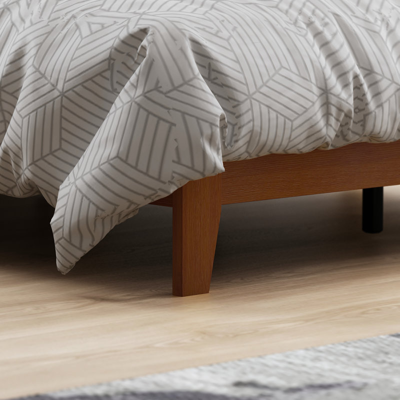 Lit plateforme avec tête de lit Allyannah, Noyer ambré, Grand