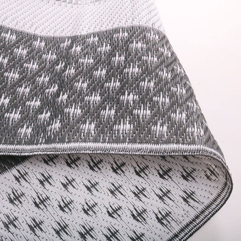 Durable Camping mats in Grey with White Edge Outdoor Rugs Reversible Waterproof mat, Rectangle 6' x 9'