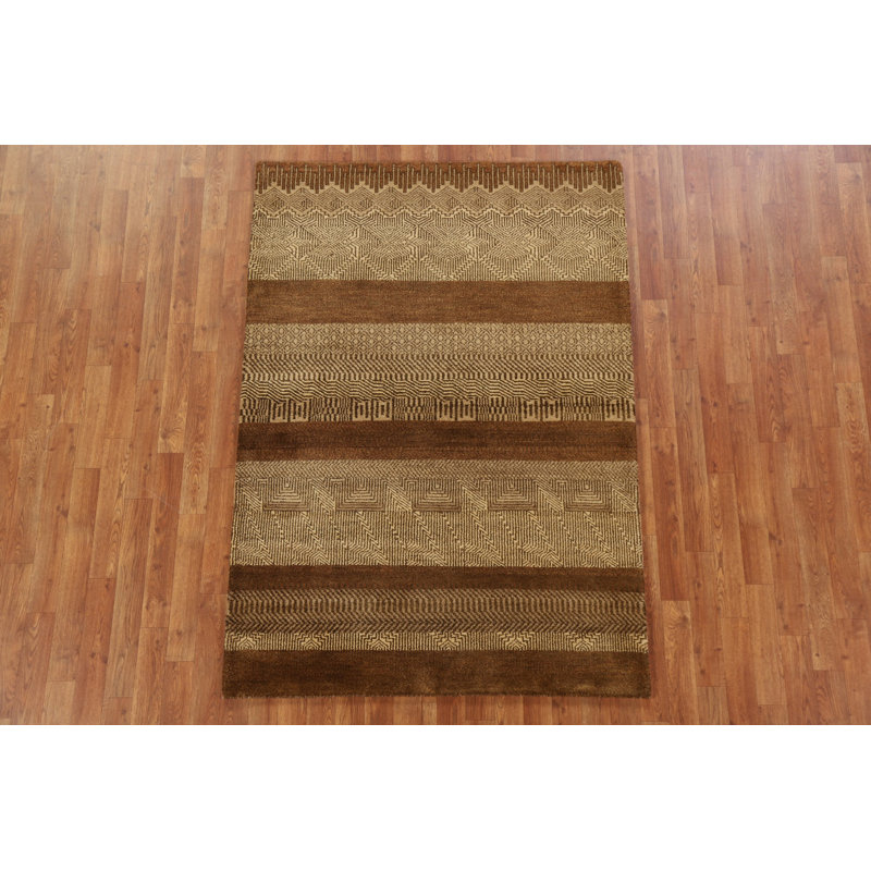 One-of-a-Kind 4'2" X 6'0" New Age Wool Area Rug in Brown
