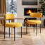 Dining Chairs Modern Teddy Fabric Upholstered Chairs with Curved Backrest and Black Metal Legs-938653895-937319351