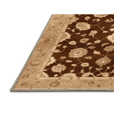 Machine Washable Overdyed Brown Area Rug