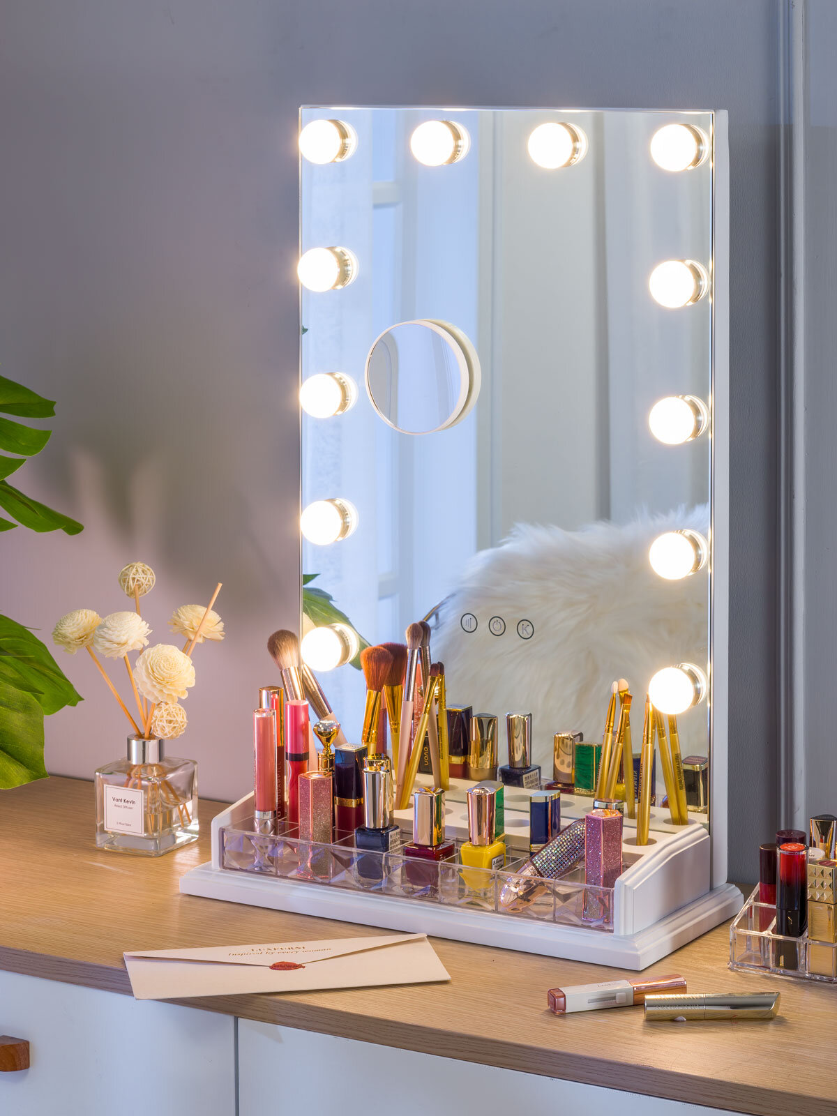 Floor vanity mirror with 2024 lights