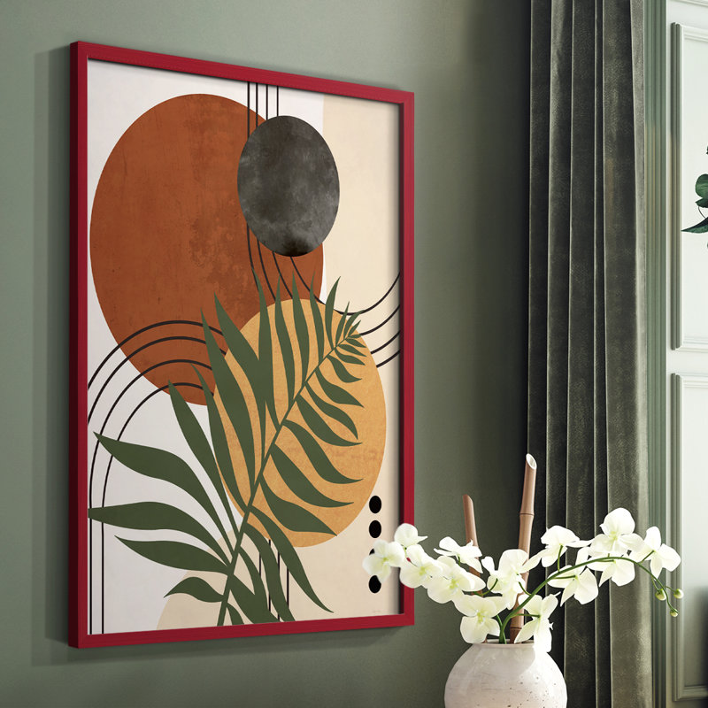 «Contemporary Palm I», reproduction encadrée - bois massif, Rouge, H 10 po x l 8 po