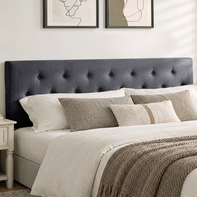 Tête de lit capitonnée, California King, Dark Grey, Linen
