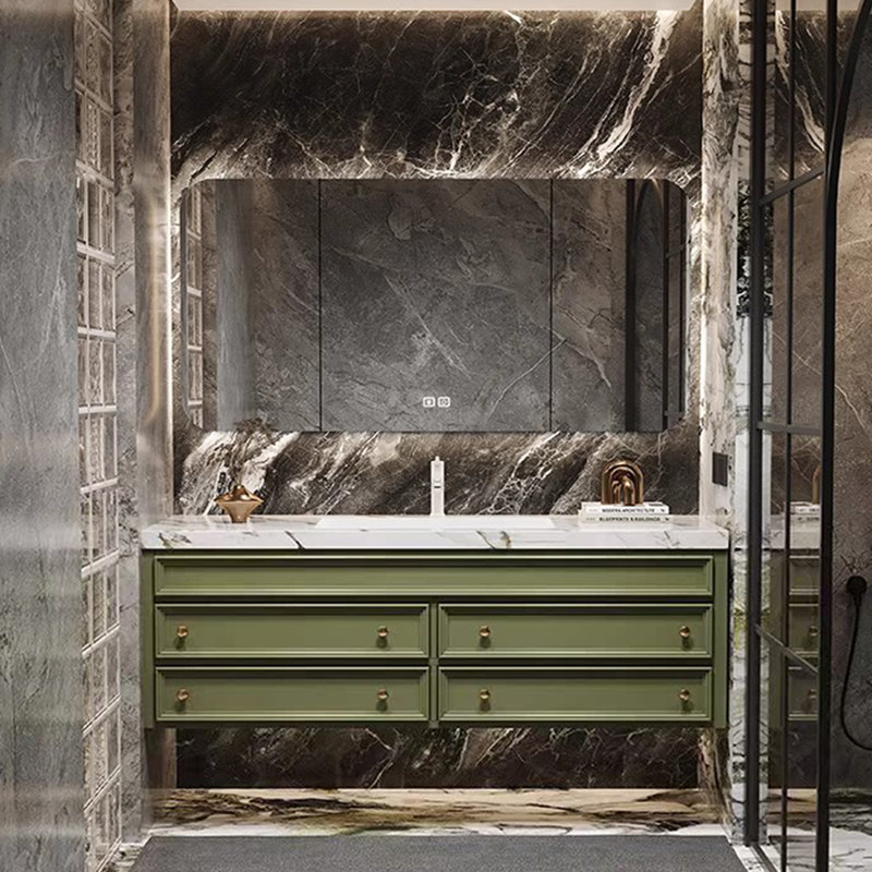 Armoire de salle de bain simple de style français., H 21,7 po x l 55,1 po x P 21,7 po, Vert