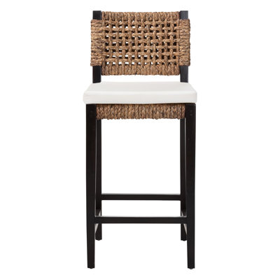 Bali & Pari Alise Handwoven Seagrass Counter Stool With Mahogany Wood Frame - Counter-Height Chair With Woven Back And Seat For Kitchen Island Or Home by Dakota Fields