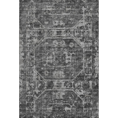 Premium Machine Washable Kelsa AMF41 Black Rug