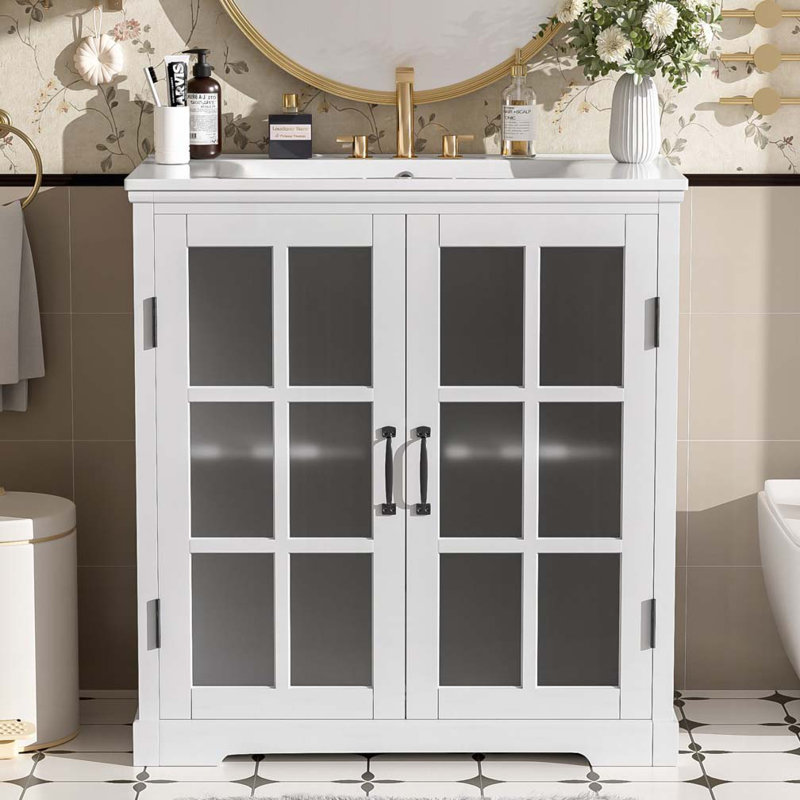 Bathroom Vanity with Ceramic Sink, White