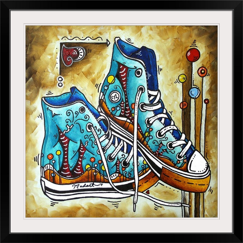 Reproduction d’art sur toile, "attention to learn not chaussures" par megan duncanson, H 35 po x l 35 po x P 1,5 po, Toile