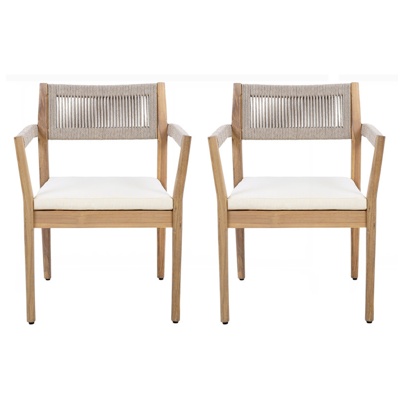 Ensemble de 2 chaises d'extérieur en bois d'acacia, Beige