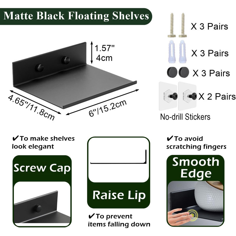 Z metnal Small Floating Shelves, 2 Pack Mini Metal Wall Mounted