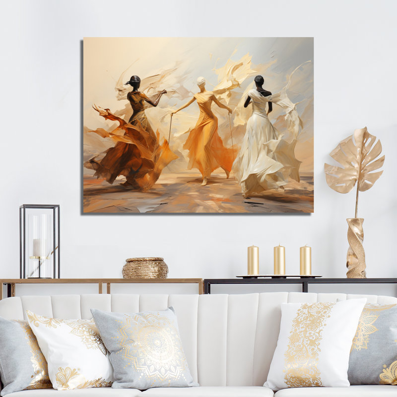 Danse jaune et blanche, ensemble I - Danse, art mural, H 24 po x l 32 po x P 1 po, Toile tendue, Sans cadre