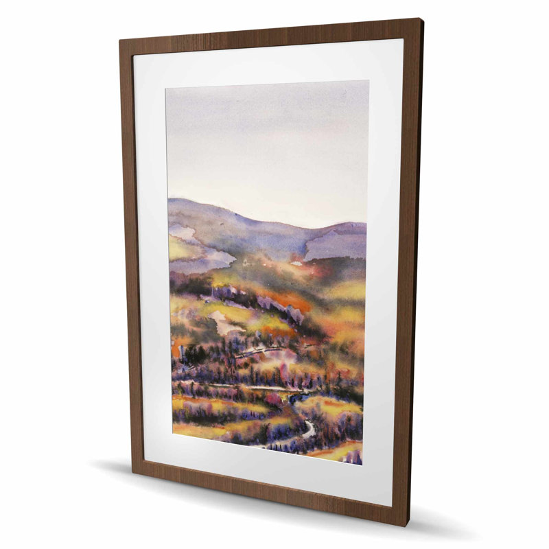 «Beautiful Hills - Landscape», reproduction encadrée avec passe-partout, Brun