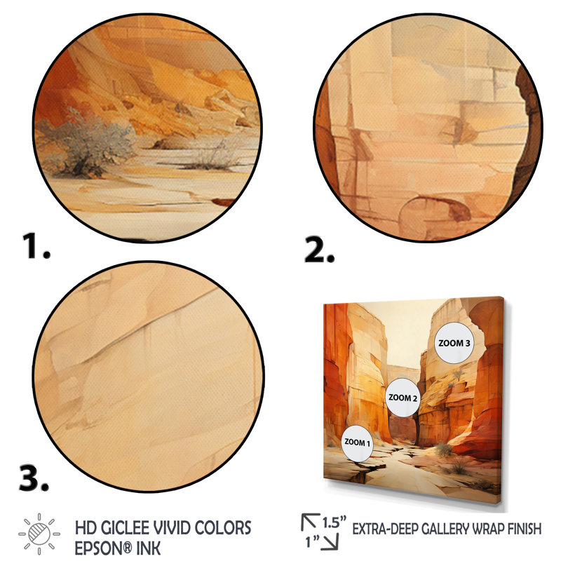 «Bold Landscape Canyon Desert V - Canyon», art mural encadré, H 36 po x l 36 po x P 1,5 po, Cadre simple blanc