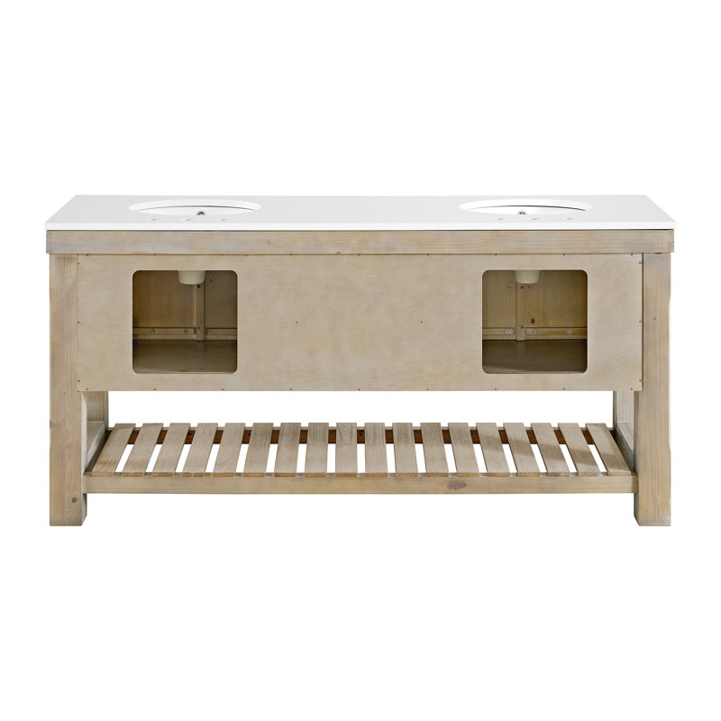 72" Double Bathroom Vanity In Washed Pine
