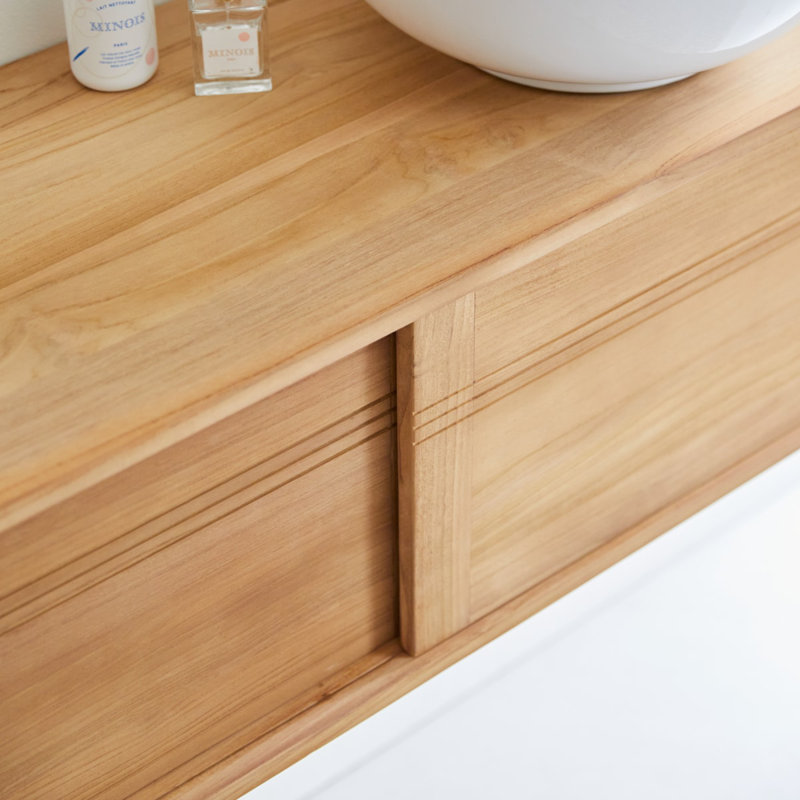 Basic 140cm Double Bathroom Vanity Base Only in Brown
