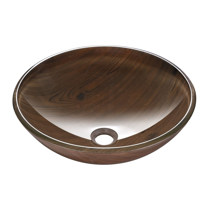 Lavabo de salle de bain vasque circulaire en verre trempé, Brun