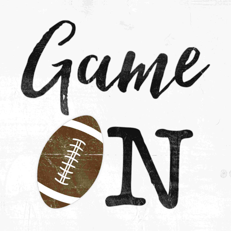 «Game on Football», art textuel sur toile tendue, H 20 po x l 20 po