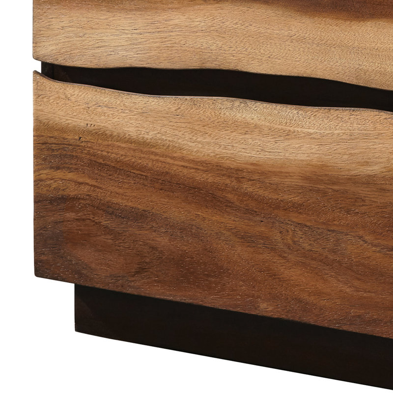 2 Table de chevet en placage au fini noyer rustique avec un aspect délavé