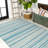 Raygoza Wavy Stripe Modern Aqua/Cream Indoor/Outdoor Rug-69806852