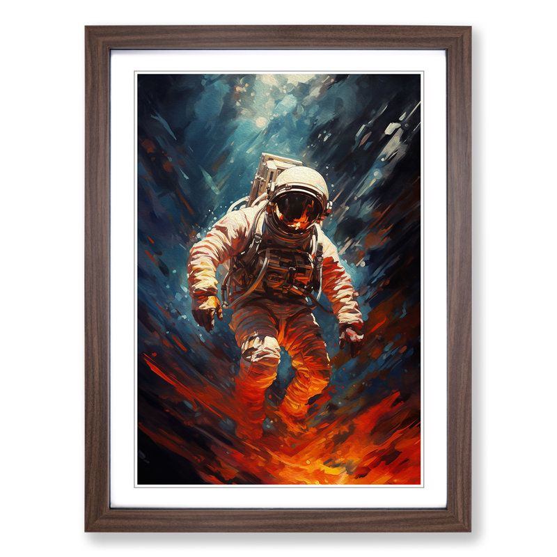 Single Picture Frame Print on Wood, Walnut Framed, 34cm H x 25cm W