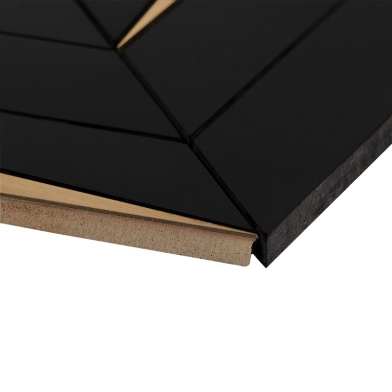 Vara Polished Marble And Brass Mosaic, Nero