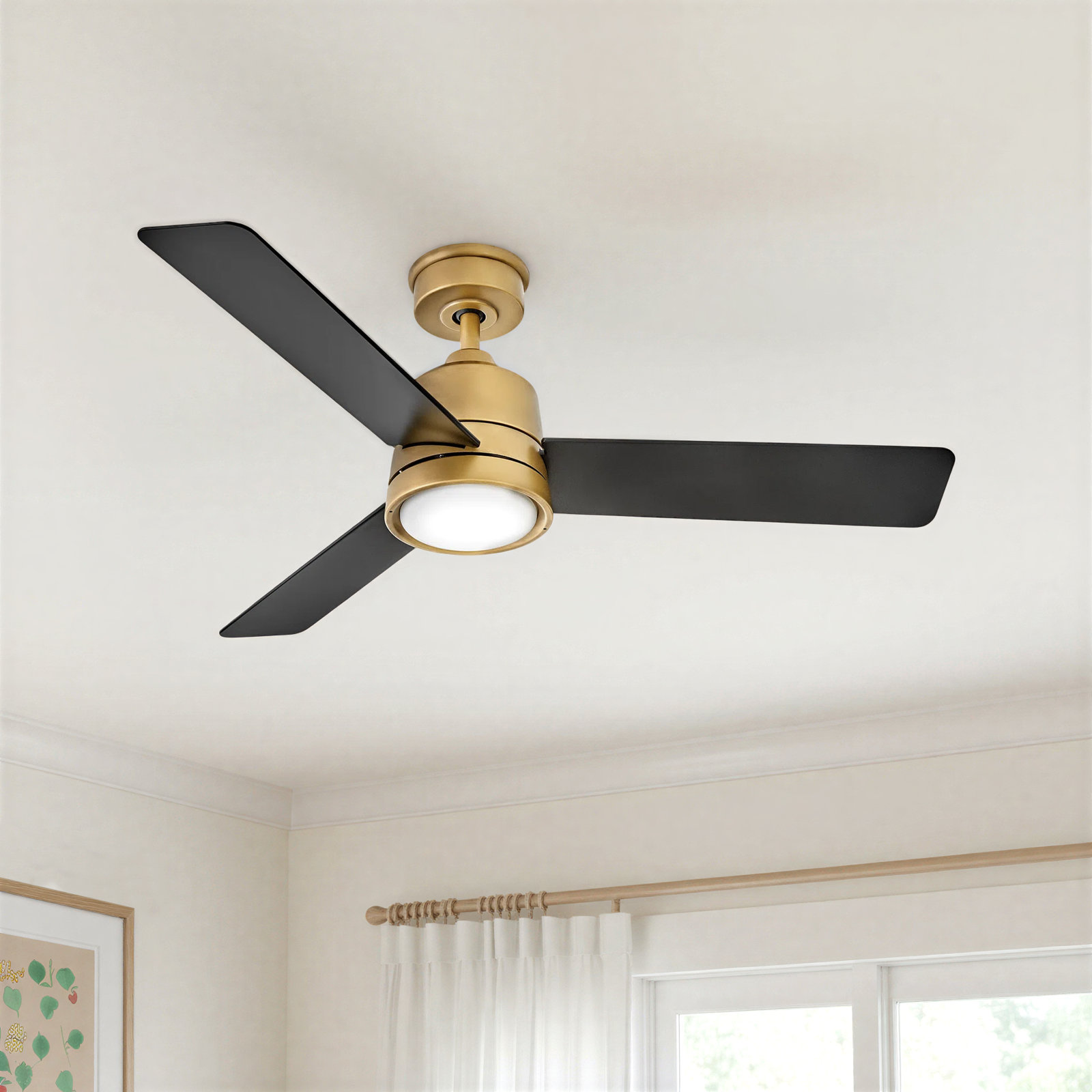 Morrow 48" Smart Ceiling Fan with LED Light Kit, Heritage Brass