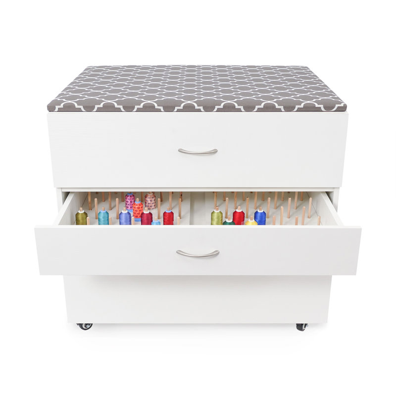 White Modern Embroidery Storage Cabinet with Soft-Closing Drawers
